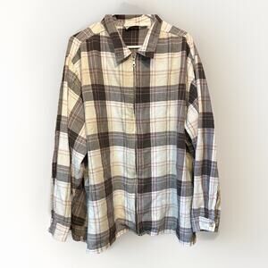 Vintage 1999 Fashion Bug Plaid Zip Front Jacket Shirt Mens 3XL Cotton